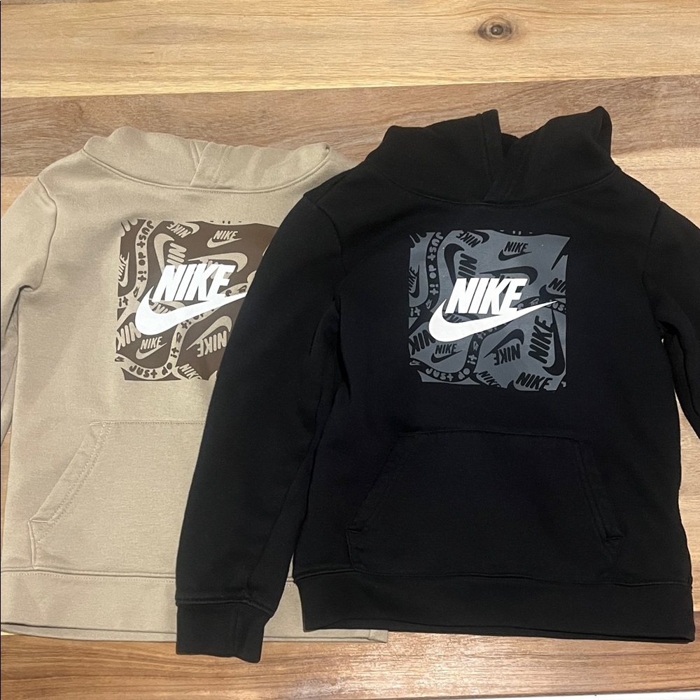 Nike Black and Beige Hoodies